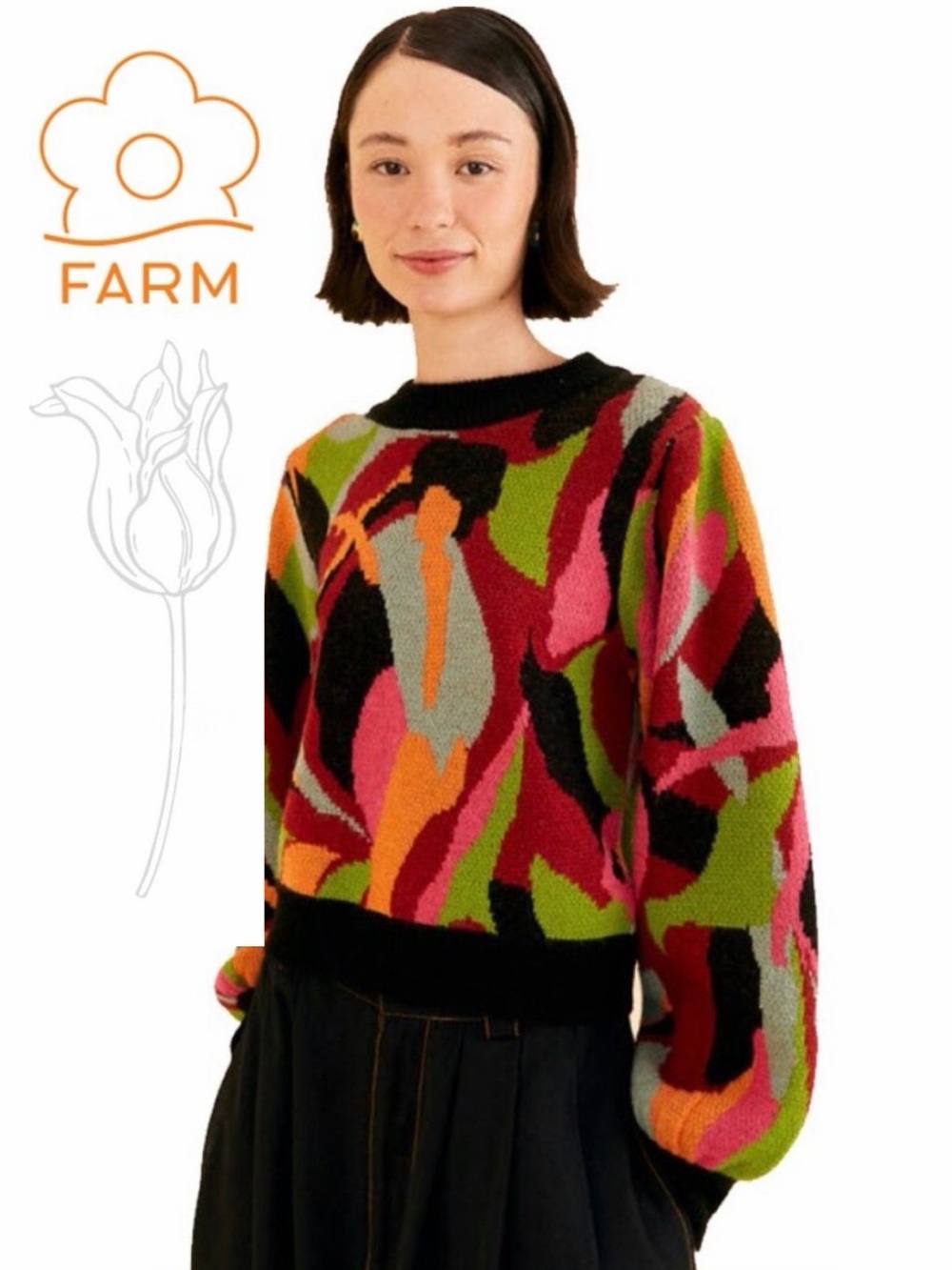 FARM RIO The Multicolor Dance Knit Sweater